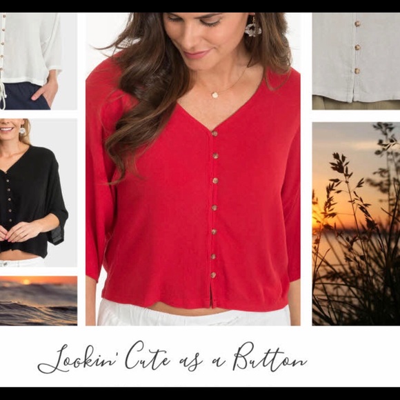 NWT Red Button Down Top and Necklace combo - Picture 1 of 11